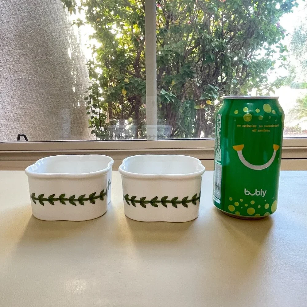 New Portmeirion Botanic Garden Set of 2 Ramekin Dishes Scallop Daisy Mini Bowl
